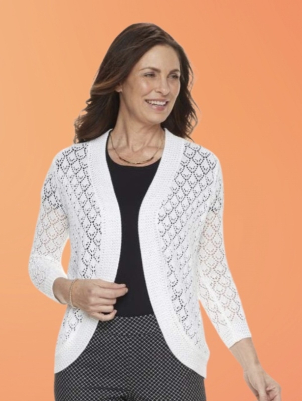 🌺 Lightweight White Openwork Knit Cardigan Sweater